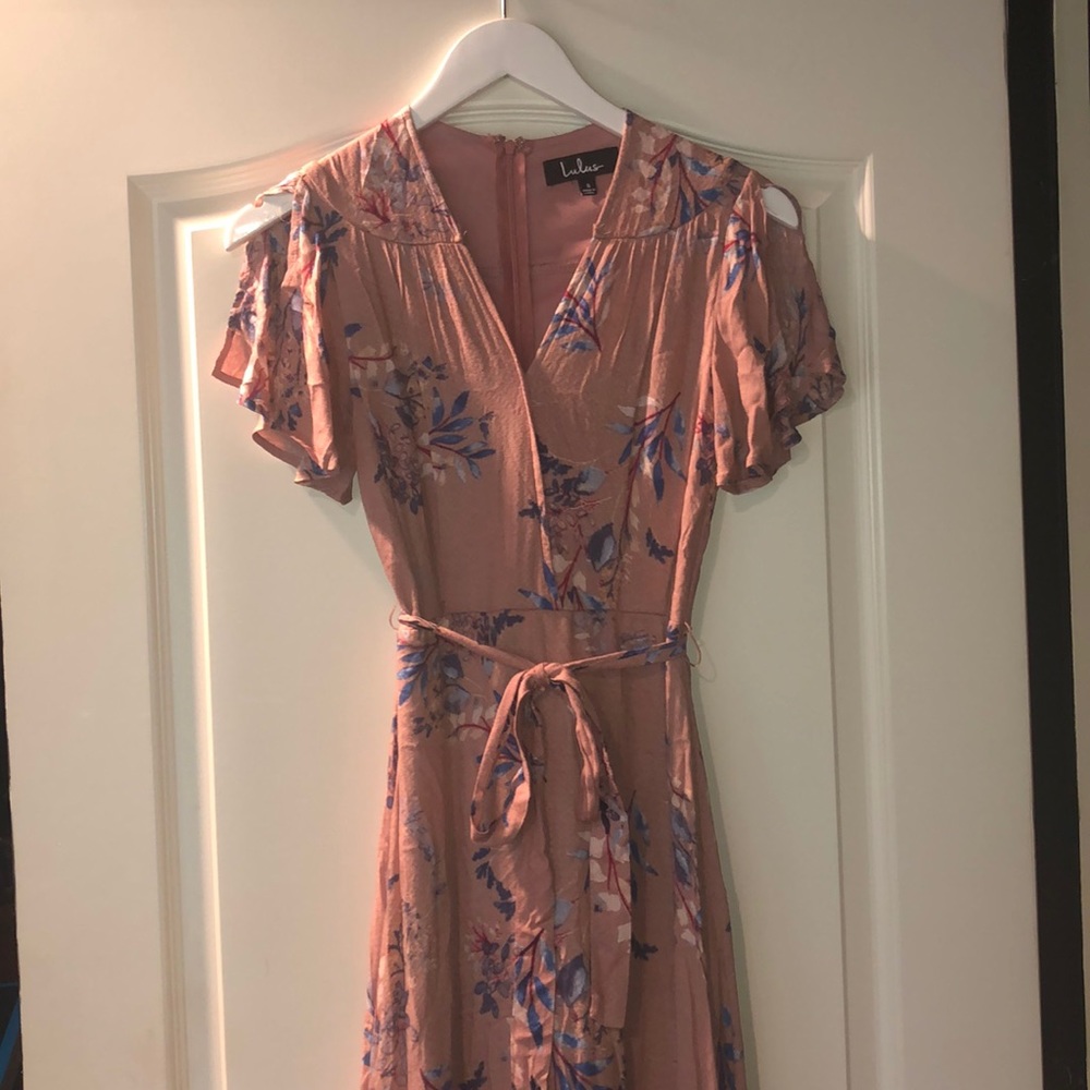 Lulu’s Pink Floral Maxi Wrap Dress